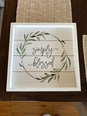 Simply Blessed Framed Wall Art - White & Green